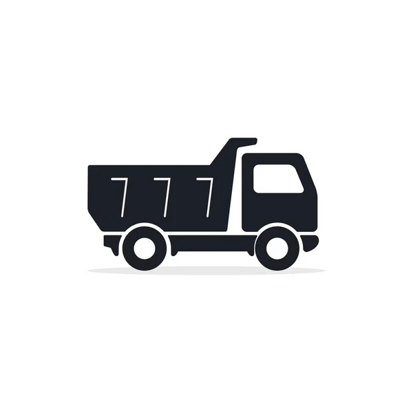 Dump Truck Plochý Vektor Ikona Černá Izolovaná Silueta — Stockový vektor