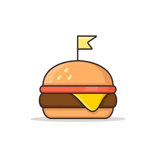 Burger Icono Vector Signo Color Símbolo Comida Rápida Estilo Retro — Vector de stock