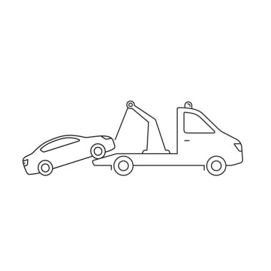 Tow truck, Car towing vector icon, line art.