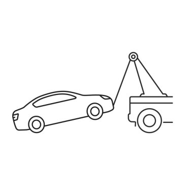 Tow truck, Car towing icon. Vector isolated illustration.