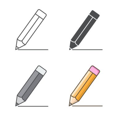 Kalem renkli simge seti. Vektör izole illüstrasyonu.
