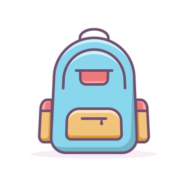 Sırt çantası renkli simge. Vektör izole illüstrasyonu.