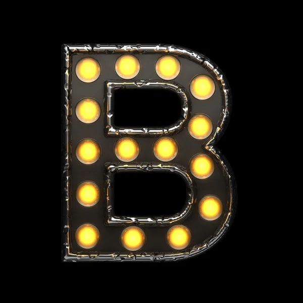 b metal letter with lights. 3D illustration