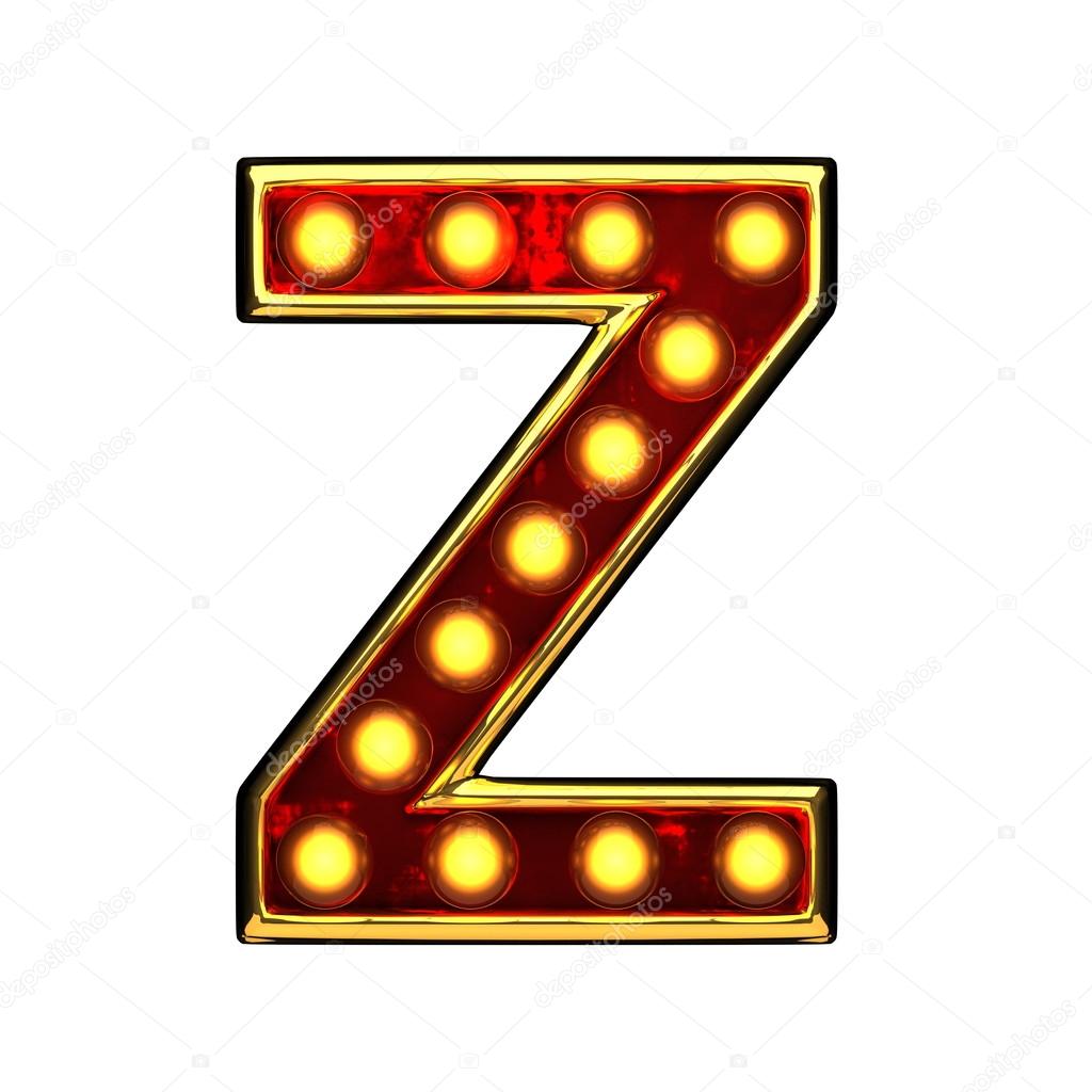 Z isolated golden letter with lights on white. 3d illustration — Stock Photo © videodoctor