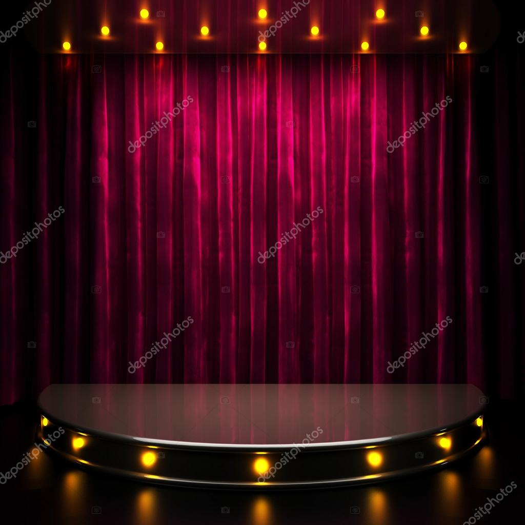 Red curtain stage with lights Stock Photo by ©videodoctor 59889367