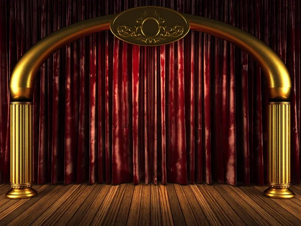 red velvet curtain stage with gold