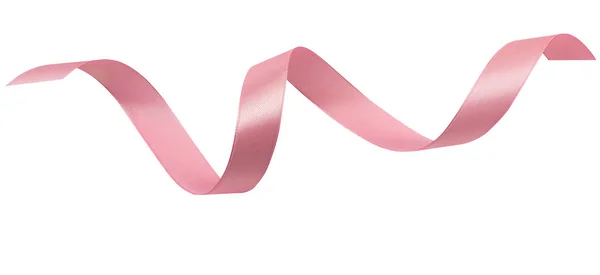 Kesme yolu olan beyaz bir arkaplanda izole edilmiş pembe bir kurdele..