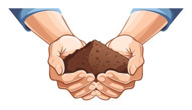 İlgili eller besleyici toprağı kaldırıyor. Bahçe işleri sürdürülebilirlik ekimi ve doğal yaşam döngüleri için ilham veriyor.