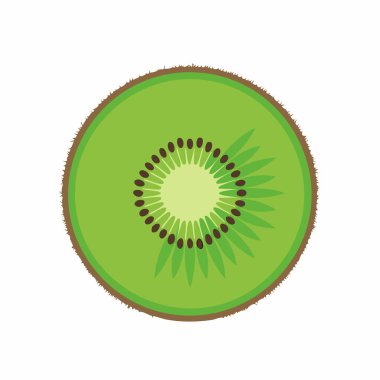 Kivi diliminin ayrıntılı çizimi, sulu dokuyu vurguluyor parlak yeşil ton ve dairesel tohum