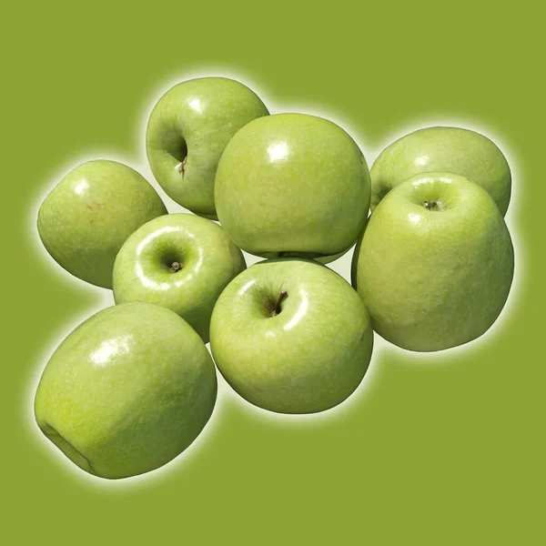 Apple Green Illustration Isoliert Auf Dem Grünen Hintergrund — Stockfoto