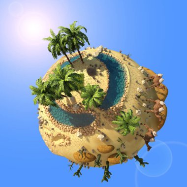 Gökyüzü arka planında 3D illüstrasyon gezegeni Dune