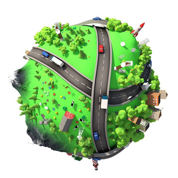 3D иллюстрация Planet City 