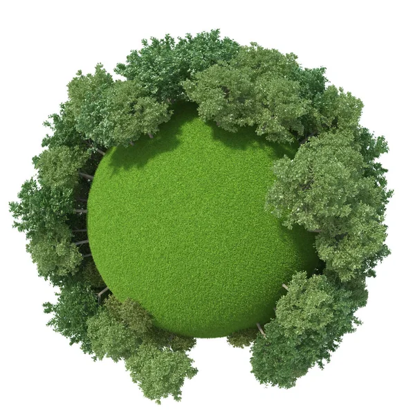 Green Planet White Background Illustration — Stock Photo, Image