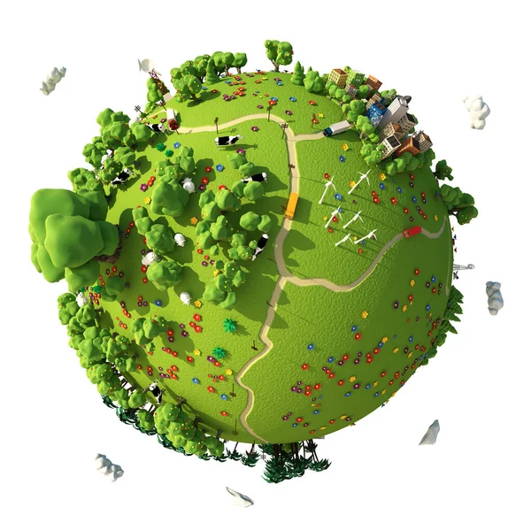 Zöld Bolygó Nyári Illusztráció — Stock Fotó