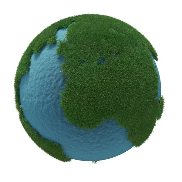 白い背景の3Dイラストの緑の惑星 ロイヤリティフリーのストック写真