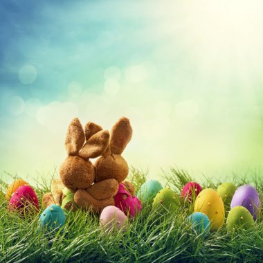 Two easter rabbits clipart