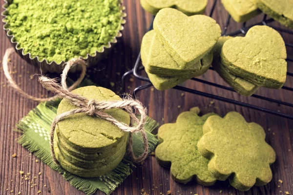 Soubory cookie zelený čaj Matcha — Stock fotografie