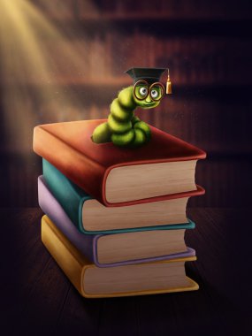 Bookworm with glasses clipart