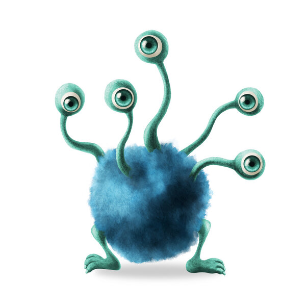 Illustration of monster with five eyes