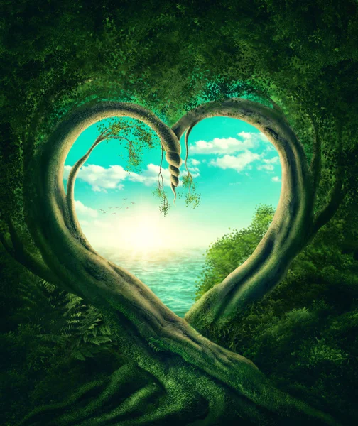 Trees forming a heart — Stock Photo, Image