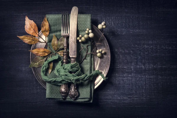 Herbstliches Tischdecken — Stockfoto
