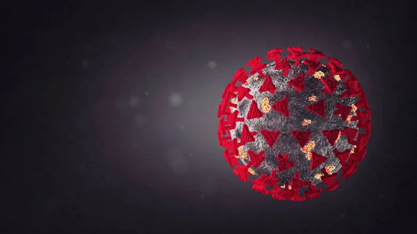 Коронавірус Червоними Шипами Сірому Фоні — стокове фото