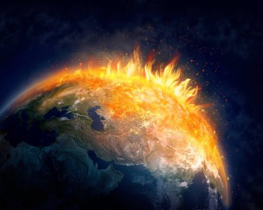 Yanan Dünya, küresel ısınma kavramı. NASA tarafından desteklenen bu görüntü ögeleri