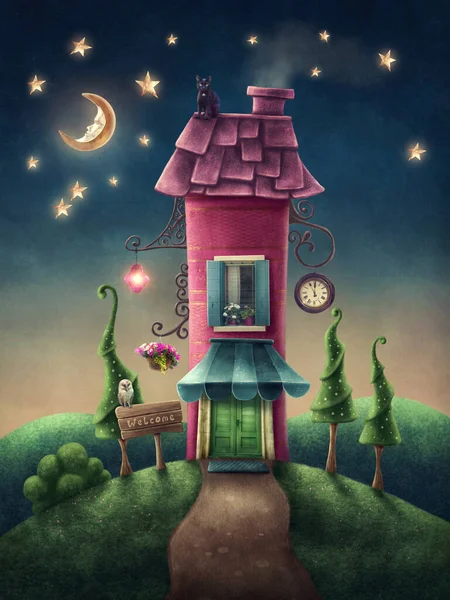 Geceleyin Sihirli Boog House — Stok fotoğraf