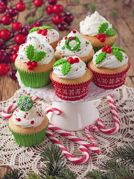 Kerstmis cup cakes — Stockfoto