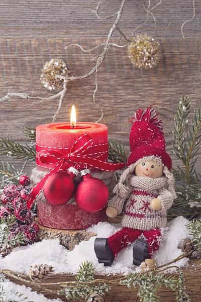 Weihnachten rote Kerze — Stockfoto