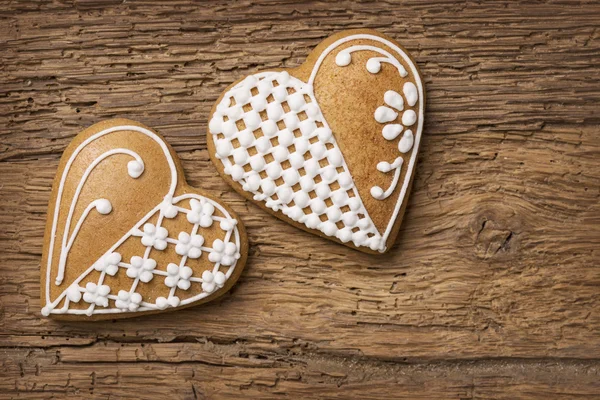 Biscoitos de coração de gengibre — Fotografia de Stock