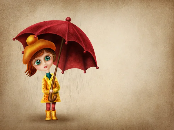 Little girl with umbrella — Stock Photo, Image