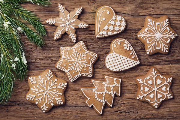 Gingerbread Noel kurabiyeleri — Stok fotoğraf