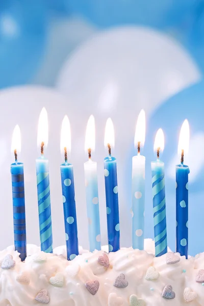 Blå födelsedag ljus — Stockfoto