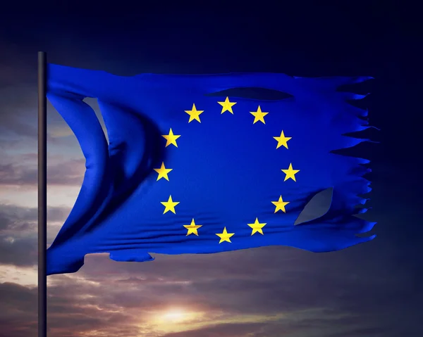 Gescheurde Europese vlag — Stockfoto