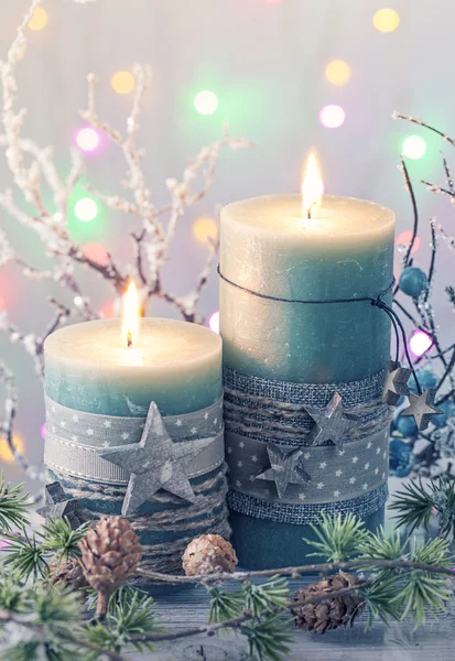 Green christmas candles — Stock Photo, Image