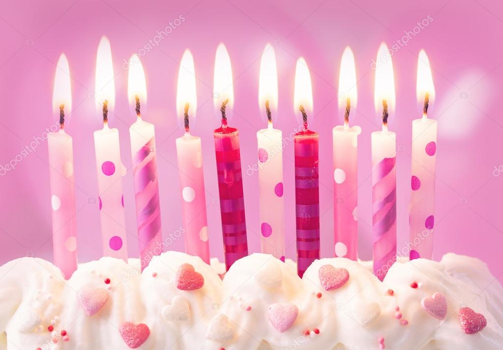 Pink birthday candles