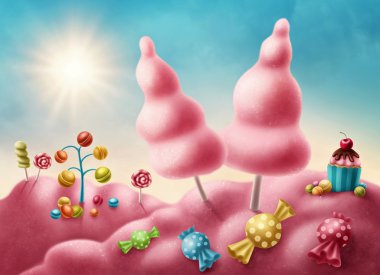 Fantezi candyland cupcake ile
