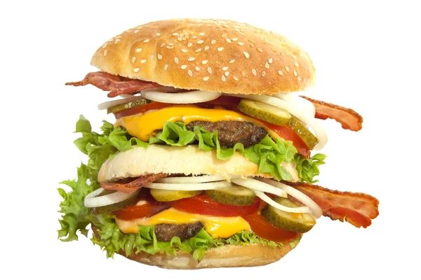 Big hamburger bite — Stock Photo, Image