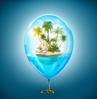 Fantastic little island with palms clipart