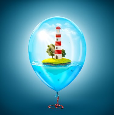 Deniz feneri ile fantastik küçük ada