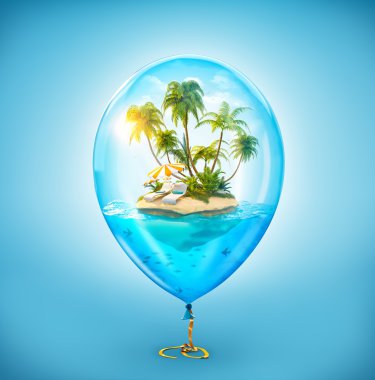 Fantastic little island with palms  clipart