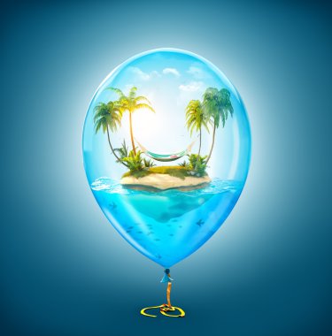 Fantastic little island with palms clipart