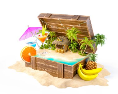 Tropical bar with cocktails clipart