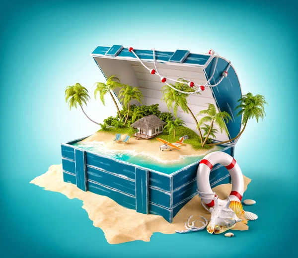 Fantastisk tropisk ö med bungalow — Stockfoto