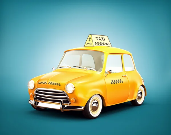かわいいレトロな黄色いタクシー — ストック写真