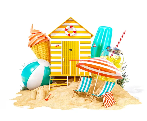 Colorful retro beach hut — Stock Photo, Image