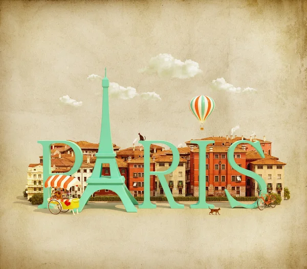 Wort Paris auf dem Platz — Stockfoto