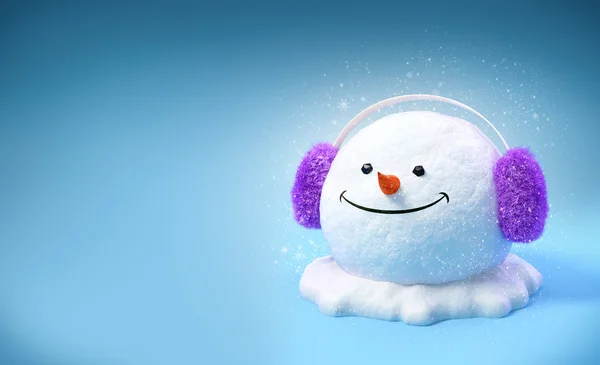 Boneco de neve em um earmuff — Fotografia de Stock