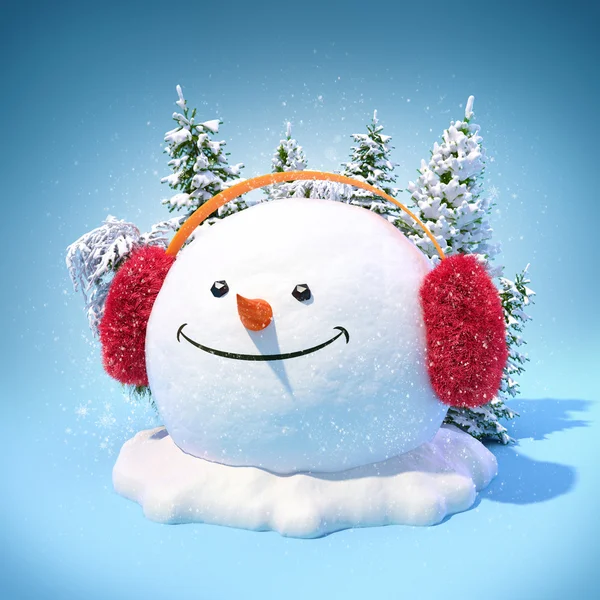 Snowman in a earmuff — Stock Photo, Image